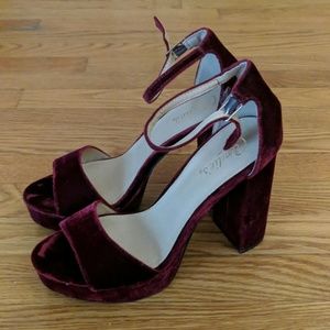 Red Velvet Strappy Platform Sandals, Candies